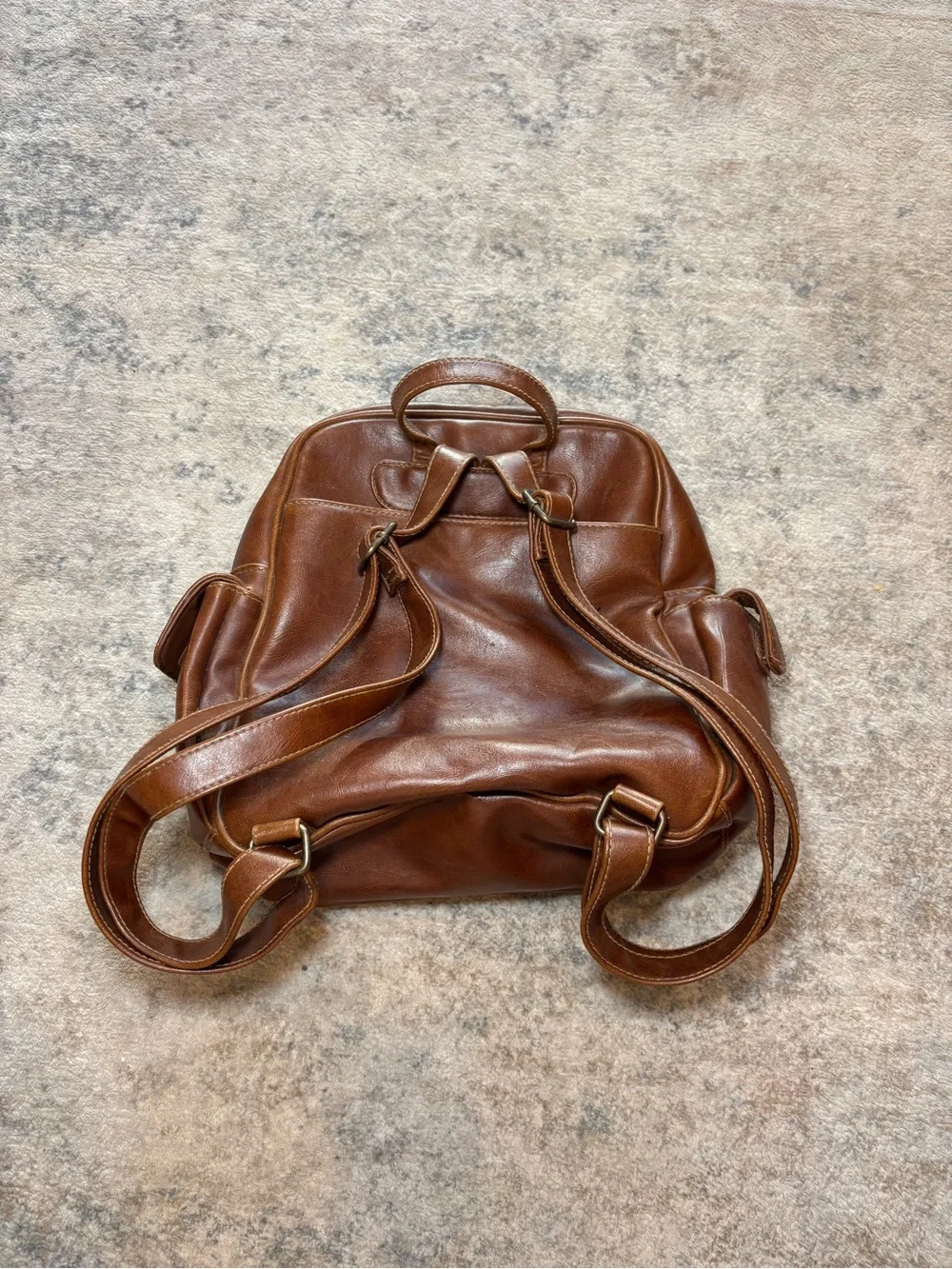 Vintage Rosetti Cognac Brown Small Faux Leather Backpack Purse